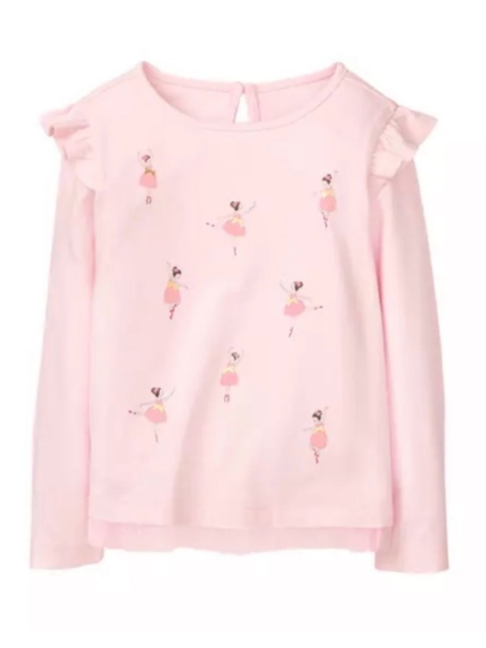 Janie & Jack Girls' Pink Ballerina Print Long-Sleeve Top NWT